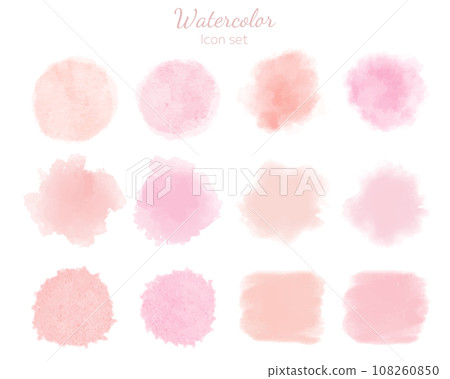 Watercolor texture icon set pink Watercolor texture icon set pink 108260850