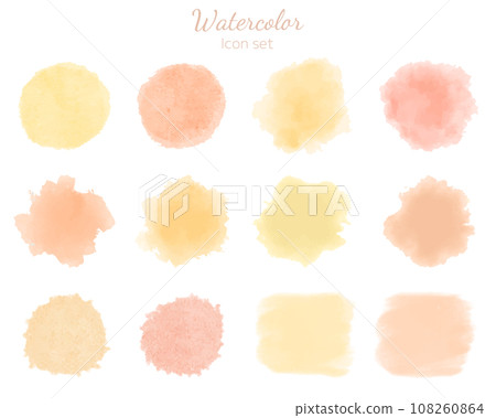 Watercolor texture icon set orange 108260864