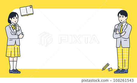 Simple blog thumbnail illustration material of thinking male and female students Simple blog thumbnail illustration material of thinking male and female students 108261543