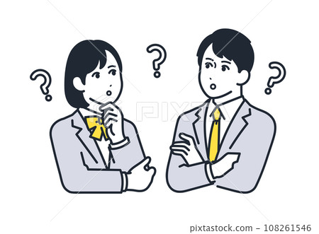 Simple vector illustration set material of thinking male and female students Simple vector illustration set material of thinking male and female students 108261546