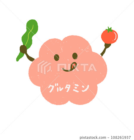 Cute hand drawn glutamic acid character 108261937