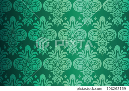 Green and White Floral Patterned Background Green and White Floral Patterned Background 108262169