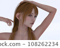 一名年輕棕色頭髮婦女的上半身 一名年輕棕色頭髮婦女的上半身 108262234