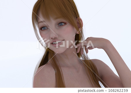 一名年輕棕色頭髮婦女的上半身 一名年輕棕色頭髮婦女的上半身 108262239