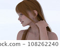 一名年輕棕色頭髮婦女的上半身 一名年輕棕色頭髮婦女的上半身 108262240