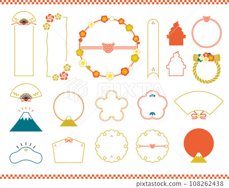 New Year's simple frame/decoration set, New Year's material, New Year's card, decoration 108262438