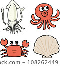 Summary of cute illustrations of seafood 108262449