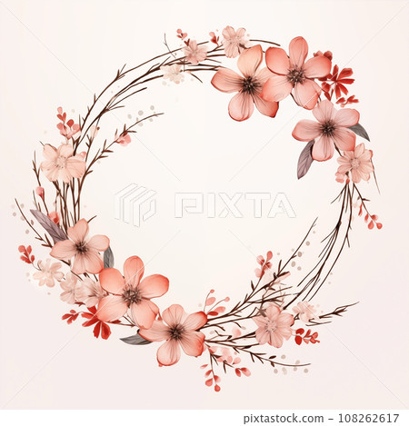 手绘卡通漂亮的花环插画 手绘卡通漂亮的花环插画 108262617