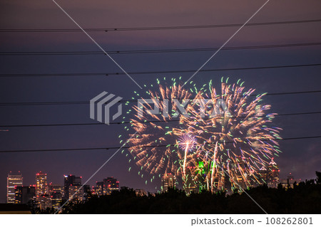 Japan's Tokyo cityscape Tama River Fireworks Festival for the first time in four years. The 45th Setagaya Ward Tamagawa Fireworks Festival venue side/Tokyo Metropolitan Government Building in the back = 21st Japan's Tokyo cityscape Tama River Fireworks Festival for the first time in four years. The 45th Setagaya Ward Tamagawa Fireworks Festival venue side/Tokyo Metropolitan Government Building in the back = 21st 108262801