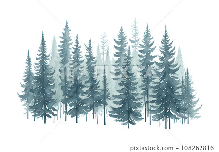 watercolor coniferous forest winter nature holiday background watercolor coniferous forest winter nature holiday background 108262816