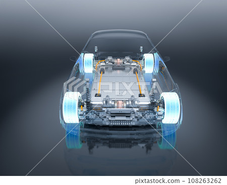 Electric car battery with pack of battery cells module on platform 108263262
