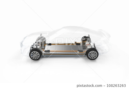 Electric car battery with pack of battery cells module on platform 108263263