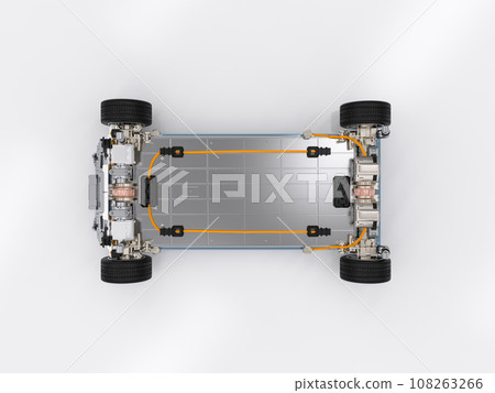 Electric car battery with pack of battery cells module on platform 108263266