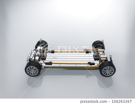 Electric car battery with pack of battery cells module on platform 108263267