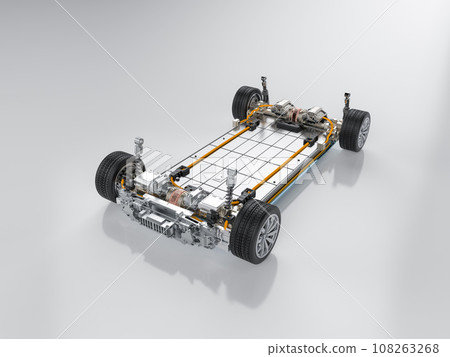 Electric car battery with pack of battery cells module on platform 108263268