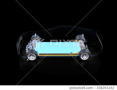 Electric car battery with pack of battery cells module on platform 108263282