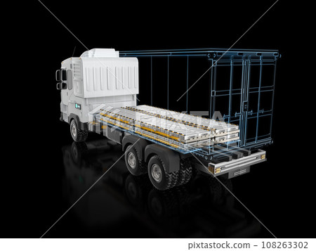 Ev logistic trailer truck or electric vehicle lorry with pack of battery cells module 108263302