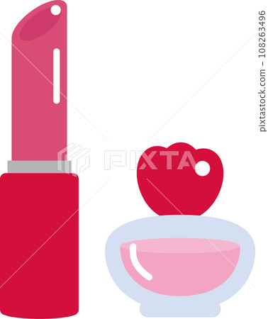 Illustration of cute pink cosmetics Illustration of cute pink cosmetics 108263496