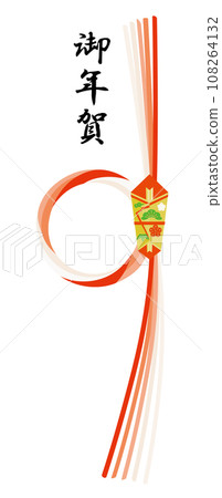 新年能紙和水引新年祝福 108264132