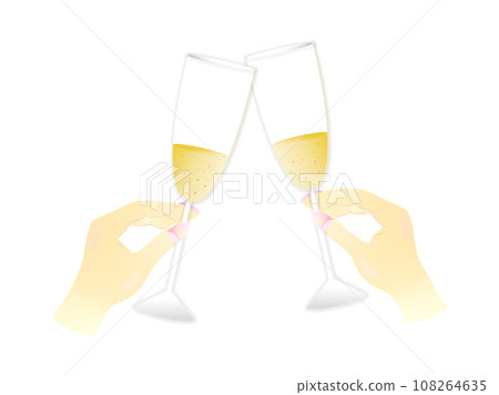 人們用香檳敬酒的手和眼鏡 108264635