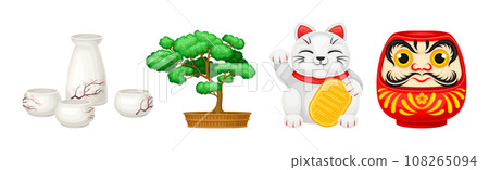 Japan Traditional Object and Famous Symbols Vector Set Japan Traditional Object and Famous Symbols Vector Set 108265094