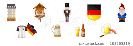 Germany Object and Symbol with Building, Gnome, Beer, House and Nutcracker Vector Set 108265219