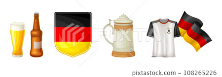 Germany Object and Symbol with Beer, Flag, Mug and Sweatshirt Vector Set 108265226