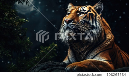Tiger in the night forest 108265384