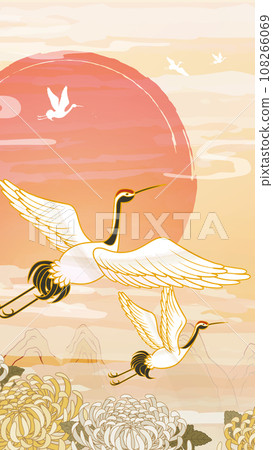 Scenic flying cranes wallpaper 108266069