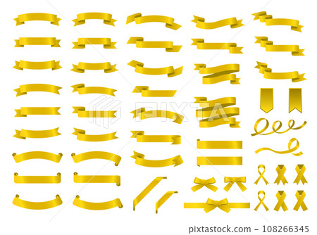 金色閃亮絲帶框架的向量插圖集 金色閃亮絲帶框架的向量插圖集 108266345