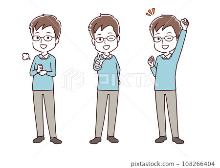 各種姿勢的便衣男子插畫 108266404