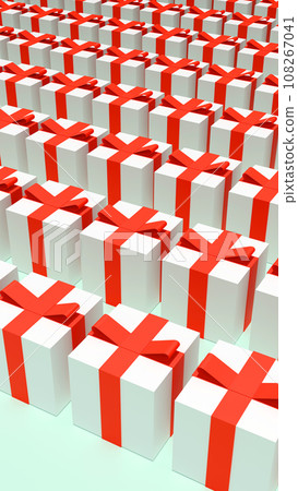 A row of presents with red ribbons A row of presents with red ribbons 108267041