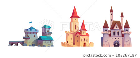 Medieval castle icon vector cartoon kingdom set 108267187