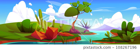 River landscape with exotic plants 108267196