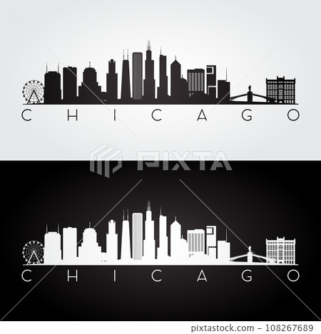 Chicago skyline silhouette 108267689