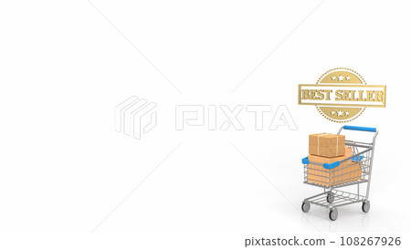 The Shopping cart and box on white Background for Advertising or Marketing concept 3d rendering The Shopping cart and box on white Background for Advertising or Marketing concept 3d rendering 108267926