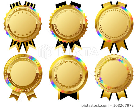 Set of 6 luxurious emblems, rainbow gold 108267972