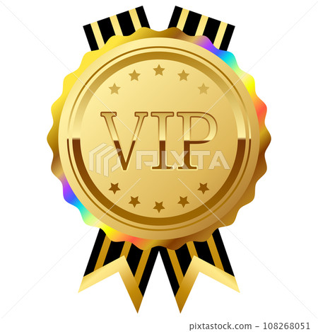 Luxurious VIP emblem rainbow gold 108268051