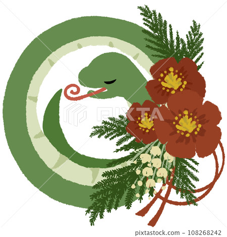 一條蛇變成了一條綠色的繩子，並打結 108268242