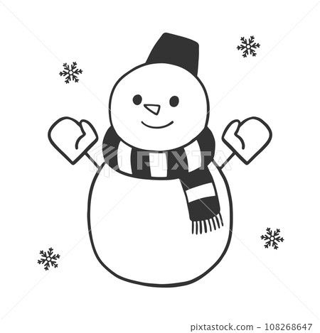 Hand-drawn rough snowman illustration material Hand-drawn rough snowman illustration material 108268647