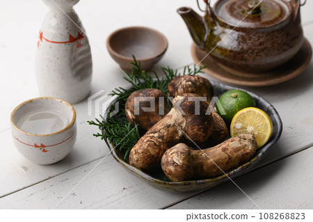 秋天的味道 松茸，優質食材 蘑菇 日式形象 松茸 108268823