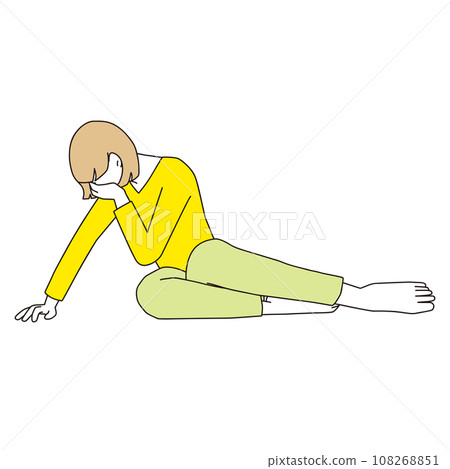 一名女子蒙著臉赤腳坐下 一名女子蒙著臉赤腳坐下 108268851