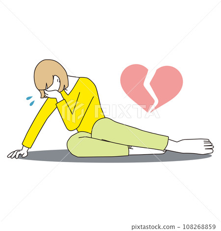 A woman crying with a broken heart, bare feet 108268859