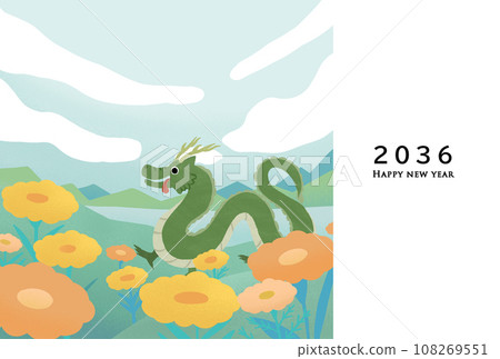 2036 Year of the Dragon New Year's card template 2036 Year of the Dragon New Year's card template 108269551