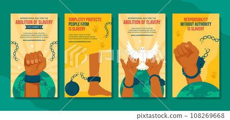 Abolition of Slavery Social Media Stories Flat Cartoon Hand Drawn Templates Background Illustration 108269668
