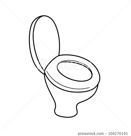Simple and cute toilet illustration white background vector with main lines clip art 108270191