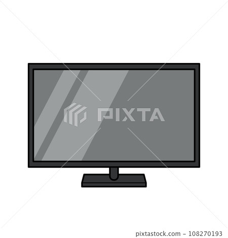 Simple and cute TV illustration white background vector with main lines clip art 108270193