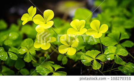 Oxalis yellow flower background material 108270358