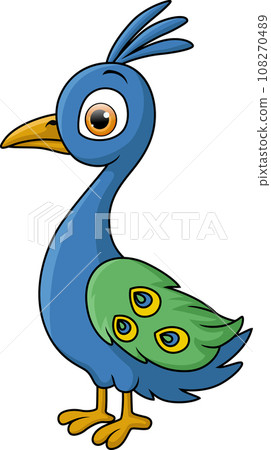 Cute peacock cartoon on white background 108270489