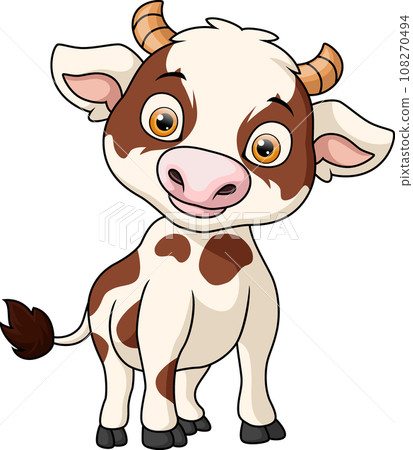Cute cow cartoon on white background Cute cow cartoon on white background 108270494